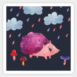 Cute Hedgohg Painting Hand Drawn Magnet